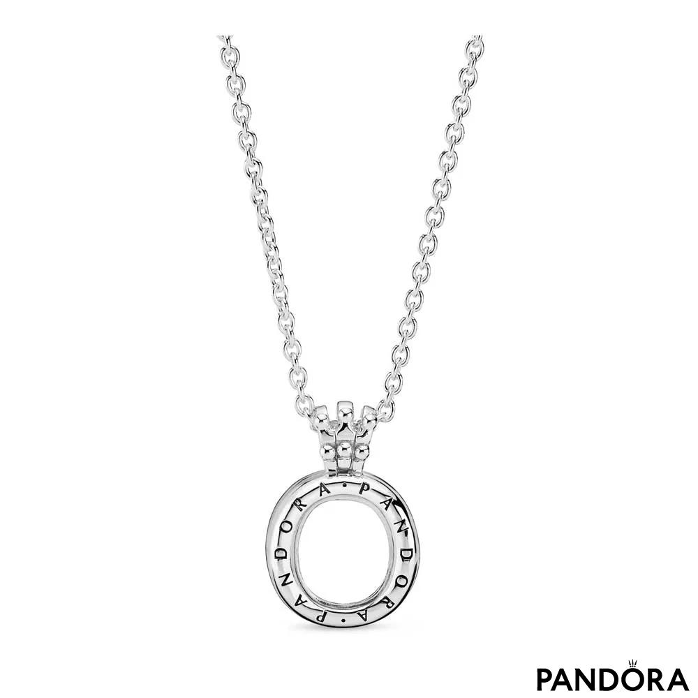 Ogrlica Pandora Lockets z obročkastim medaljonom s kronico 