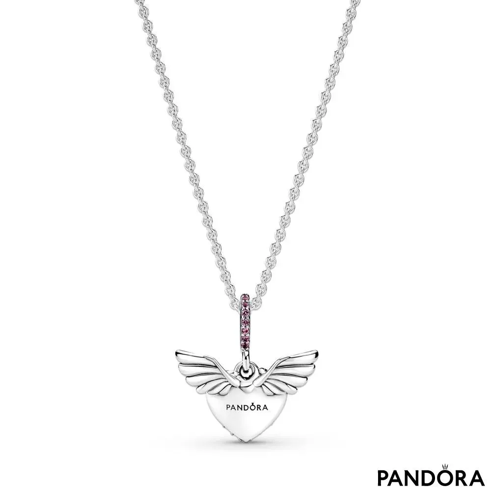 Ogrlica s srčkom v stilu pavé in angelskimi krili 