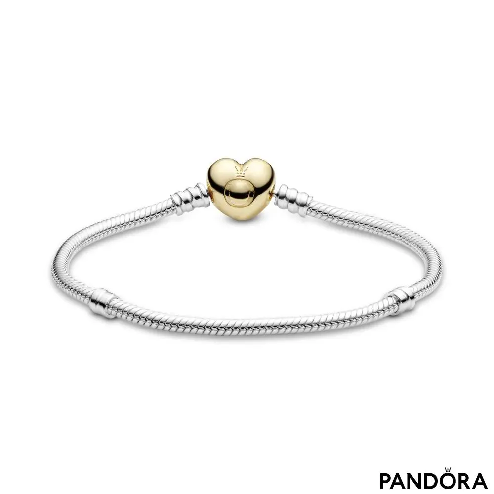 Pandora Moments Heart Clasp Snake Chain Bracelet 