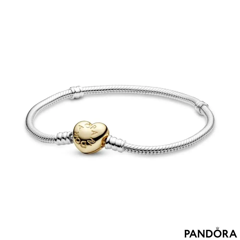 Pandora Moments Heart Clasp Snake Chain Bracelet 