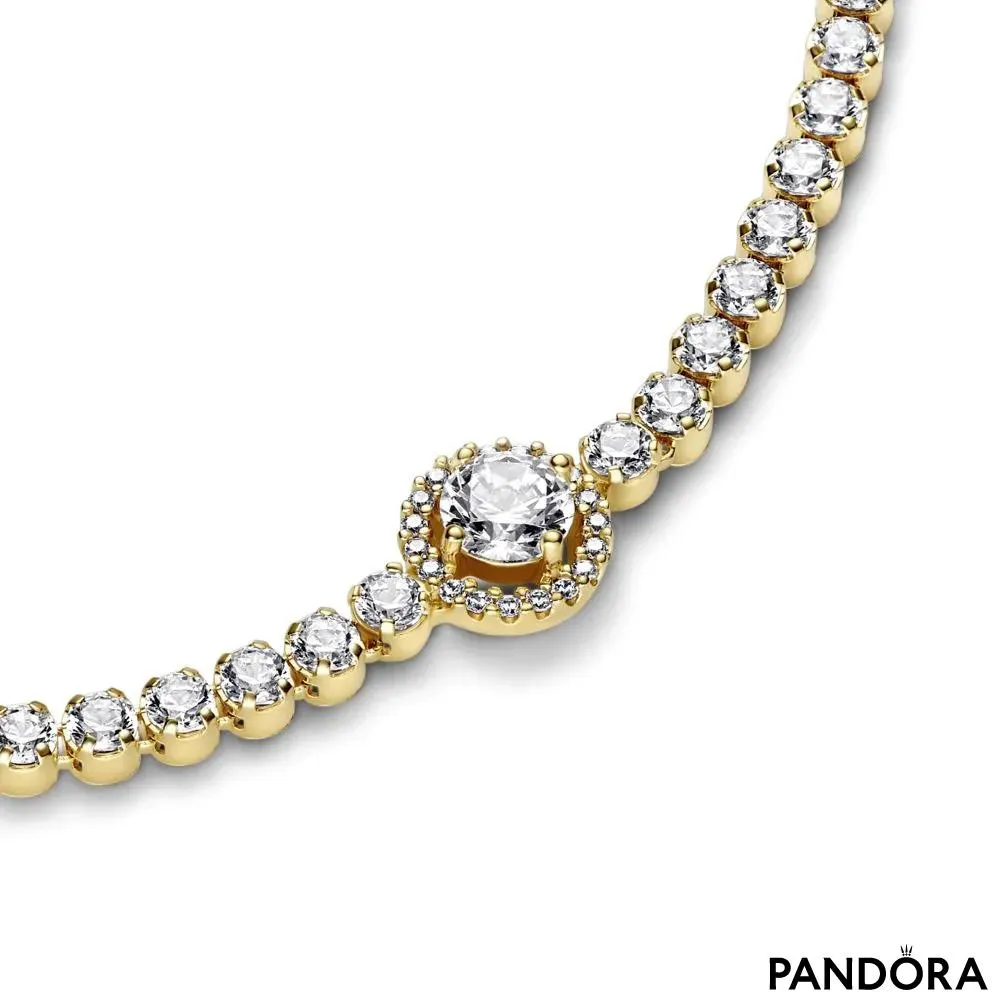 14k Gold-plated bracelet with clear cubic zirconia 