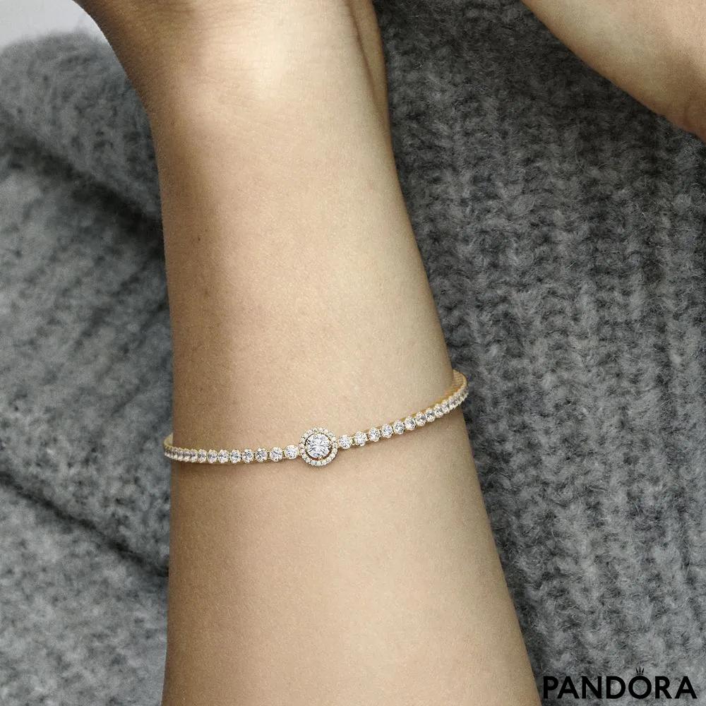 16 Charm Pandora Bracelet with 9ct Gold Accents - Bracelets/Bangles -  Jewellery