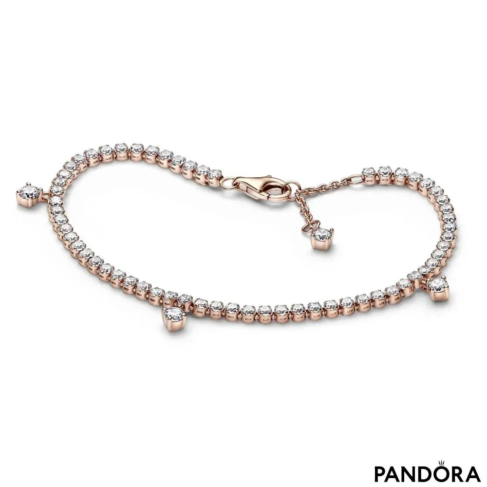 14k Rose gold-plated bracelet with clear cubic zirconia 