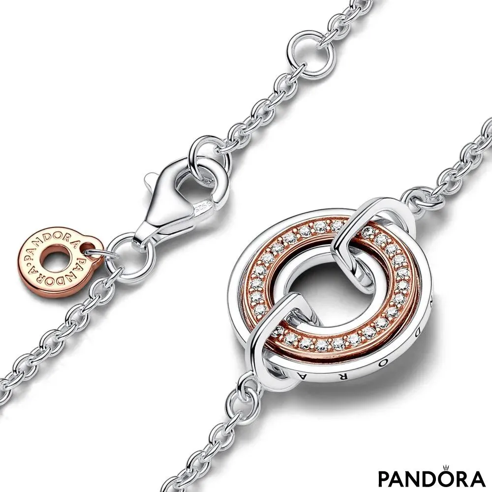 Pandora Signature Two Two-tone Logo & Pavé Chain Bracelet 