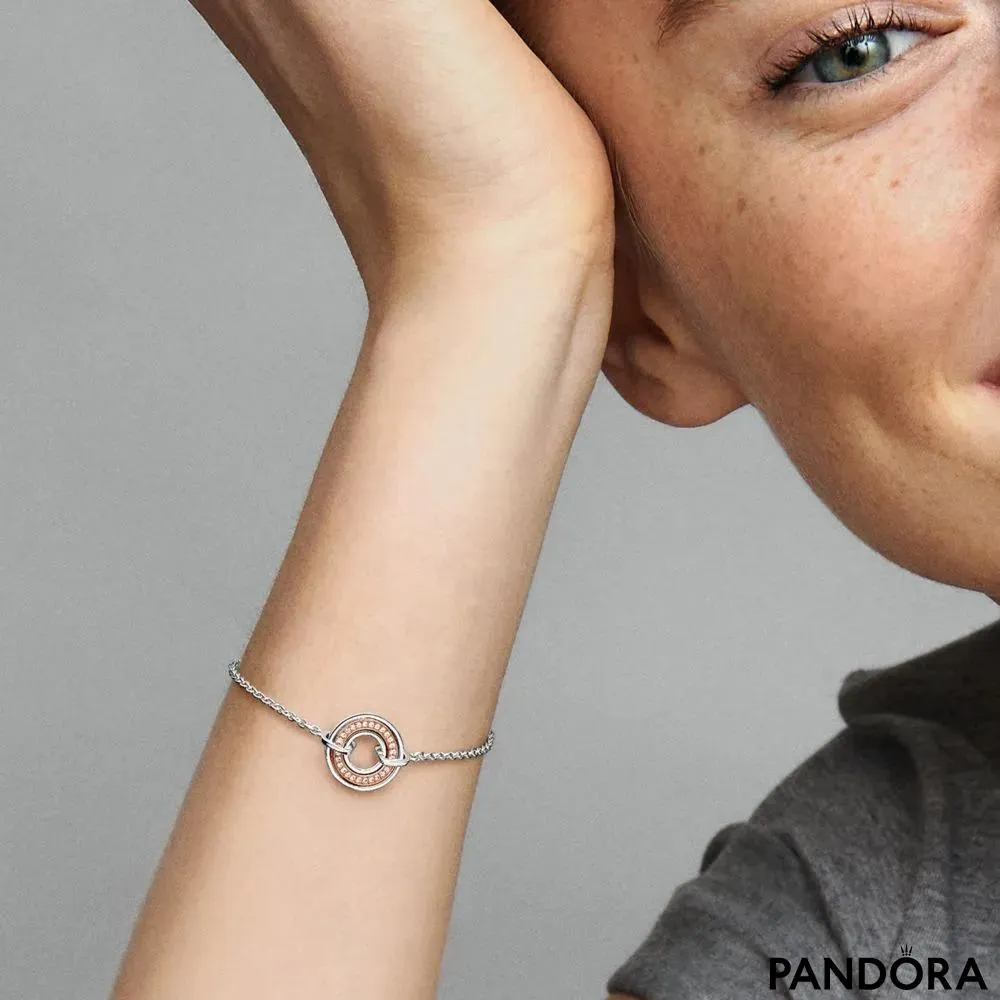 Pandora Signature Two Two-tone Logo & Pavé Chain Bracelet 