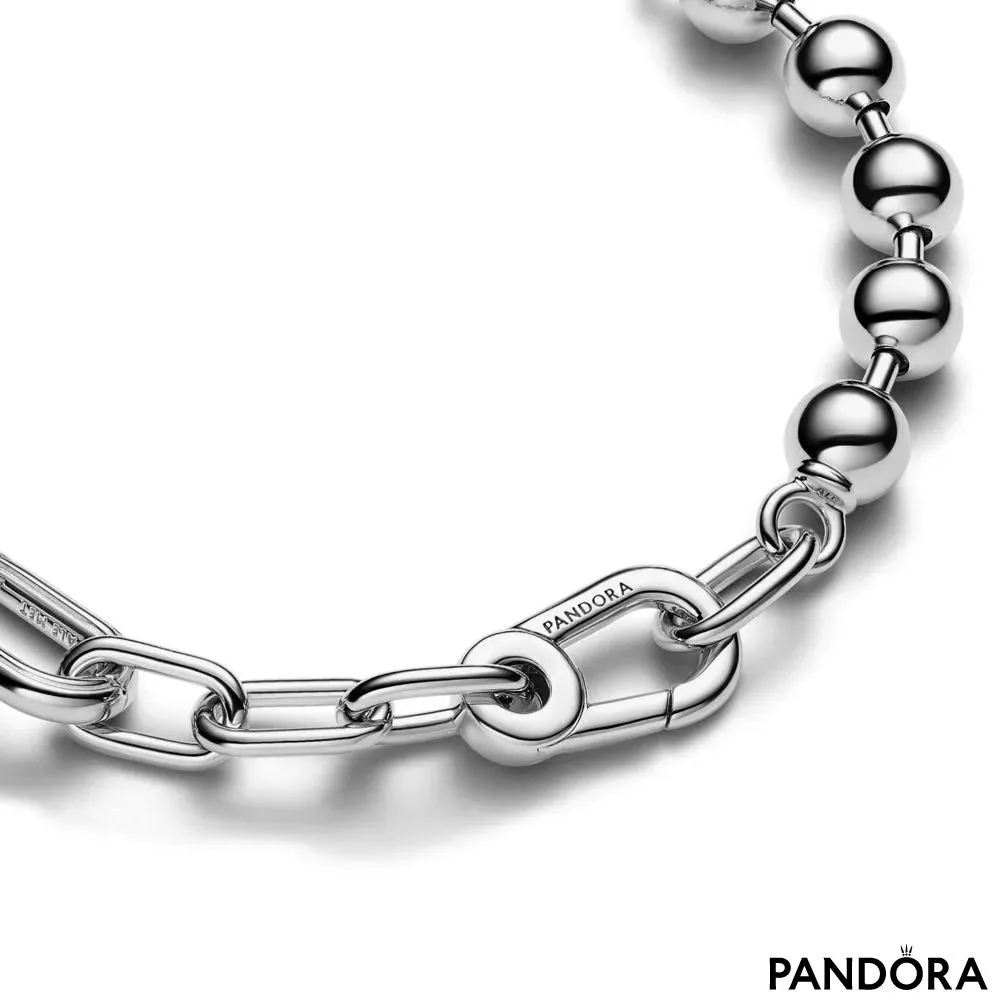 Členasta zapestnica s kovinskimi perlicami Pandora ME 