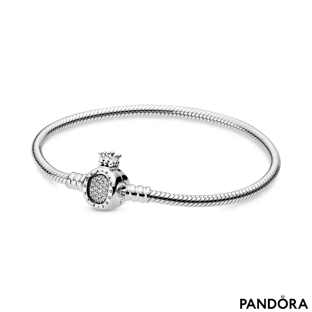 Pandora Moments Crown O Clasp Snake Chain Bracelet 