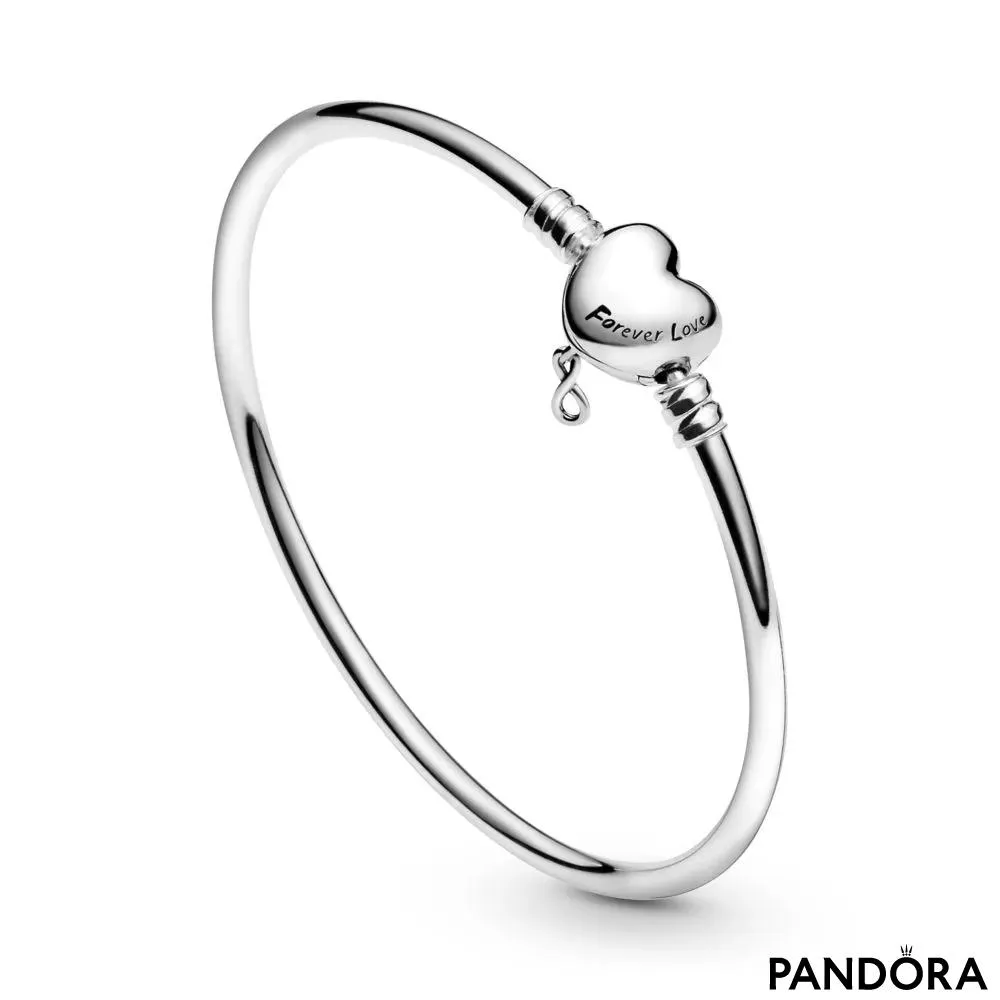 Pandora Moments Infinity Heart Clasp Bangle 