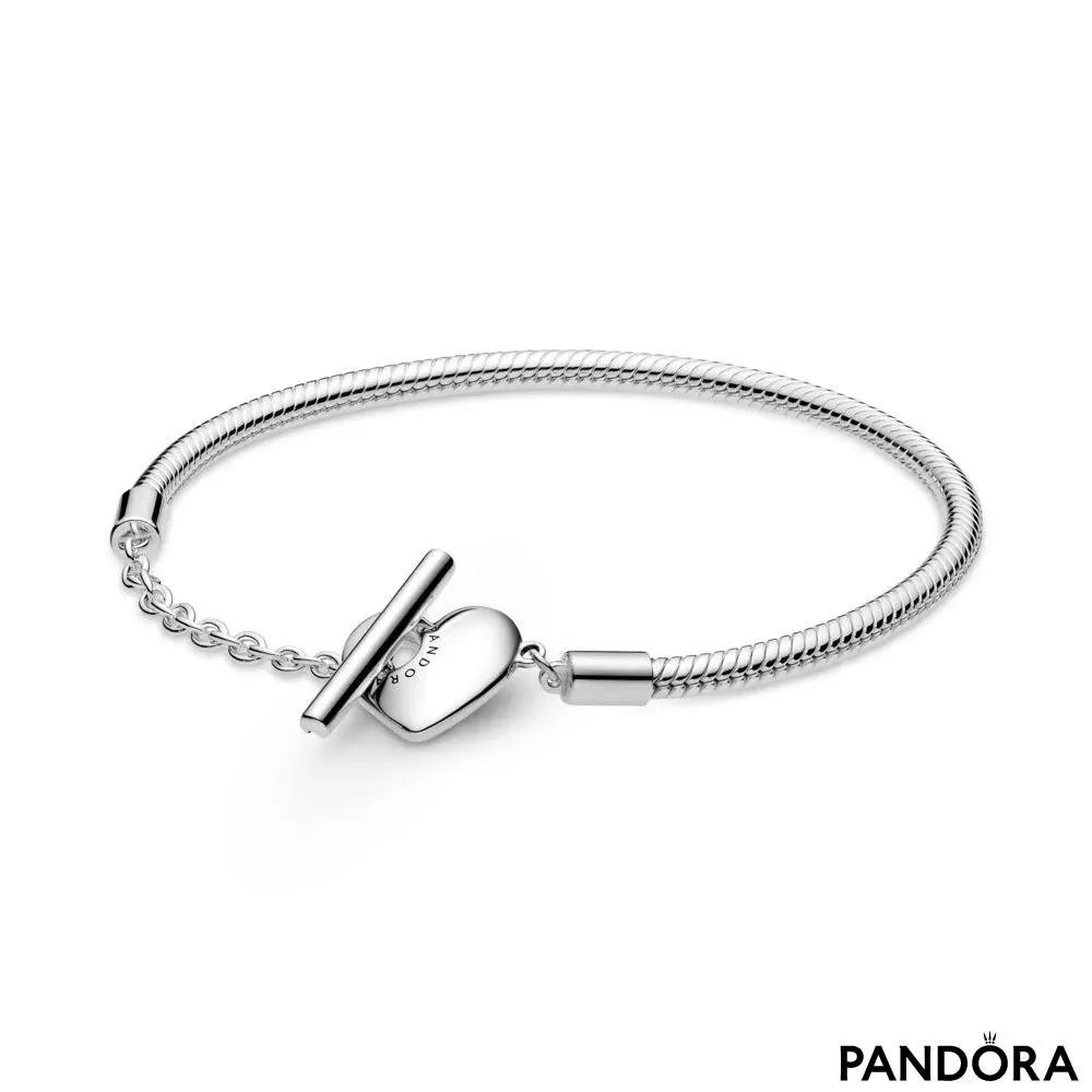 Pandora Moments Heart T-Bar Snake Chain Bracelet 
