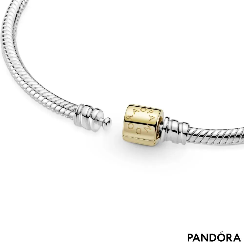 Pandora Moments Two-tone Barrel Clasp Snake Chain Bracelet 