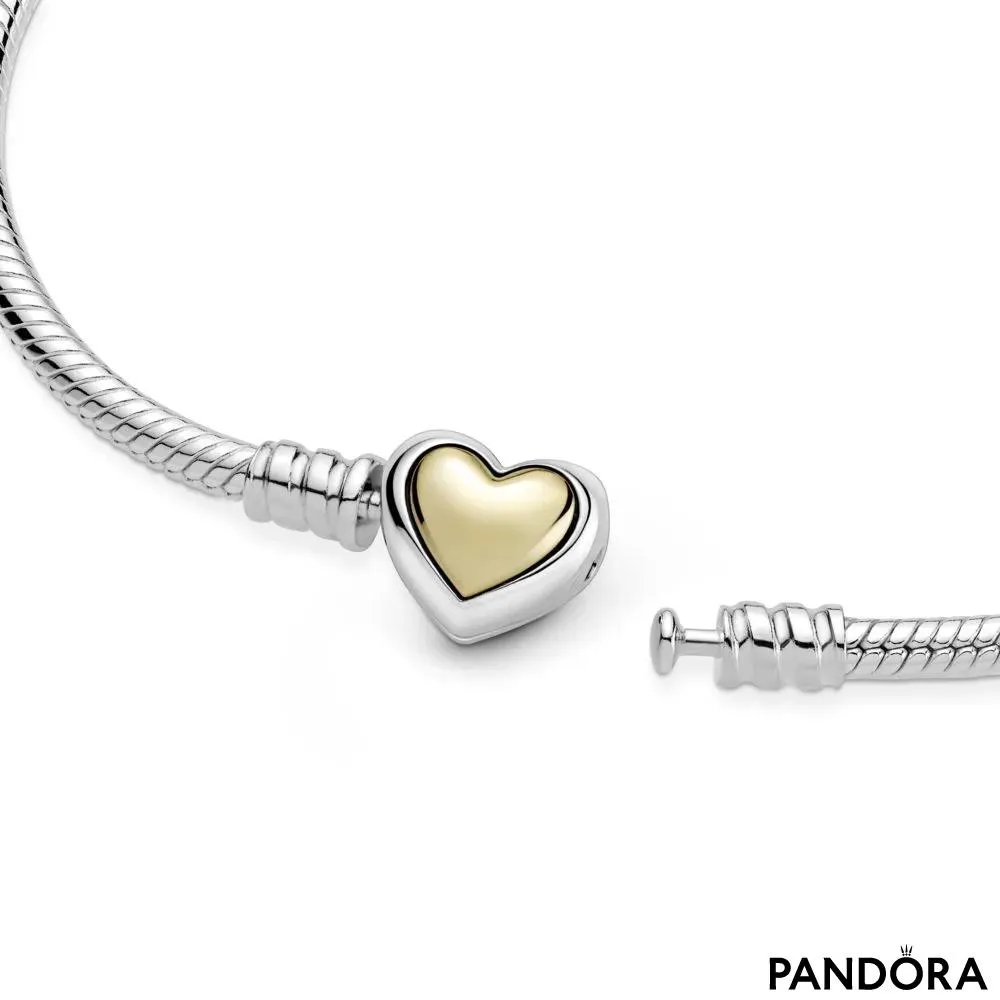 Domed Golden Heart Clasp Snake Chain Bracelet 
