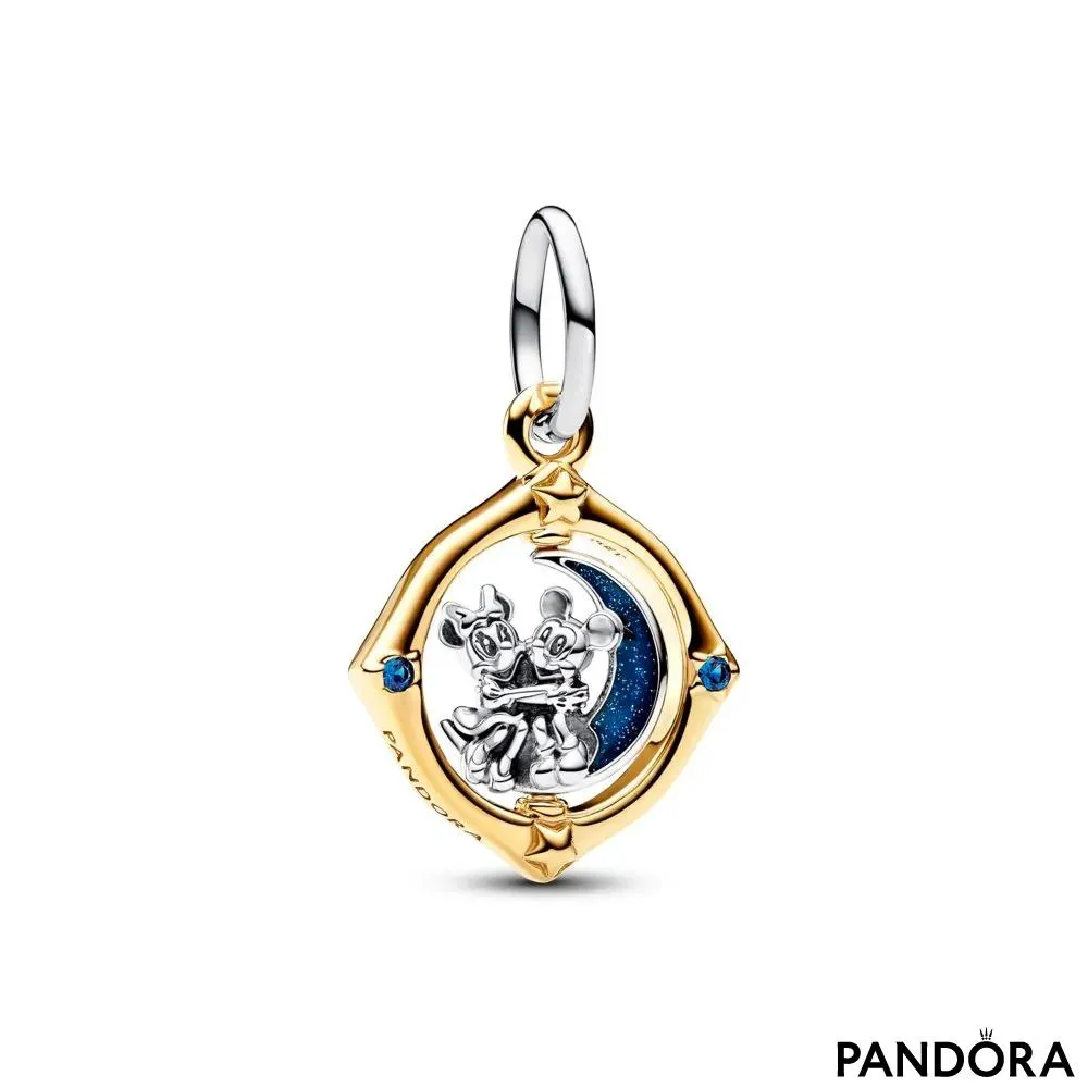 Disney Mickey Mouse & Minnie Mouse Two-tone Spinning Moon Dangle Charm 
