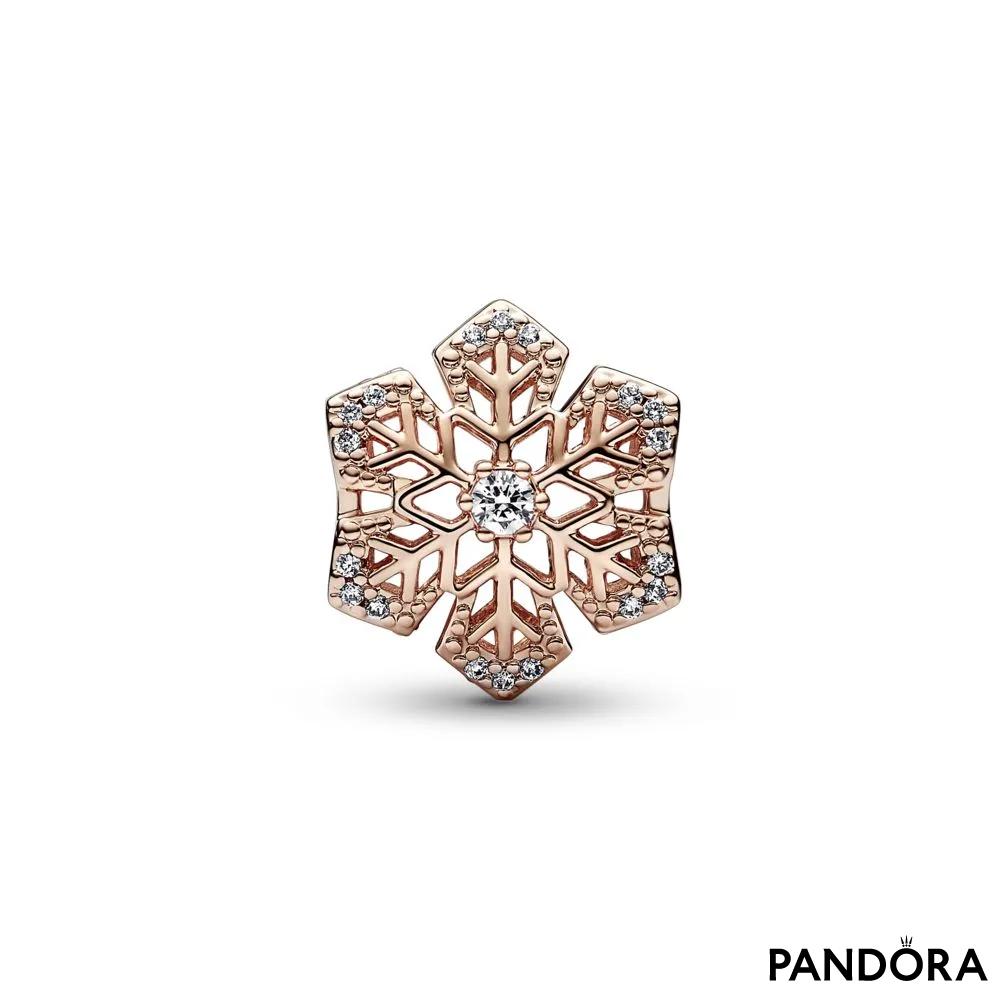 Snowflake 14k rose gold-plated charm with clear cubic zirconia