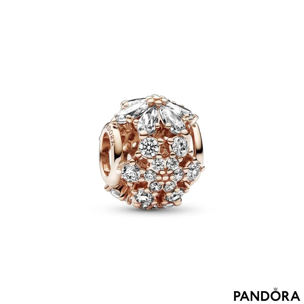 Herbarium cluster 14k rose gold-plated charm with clear cubic zirconia