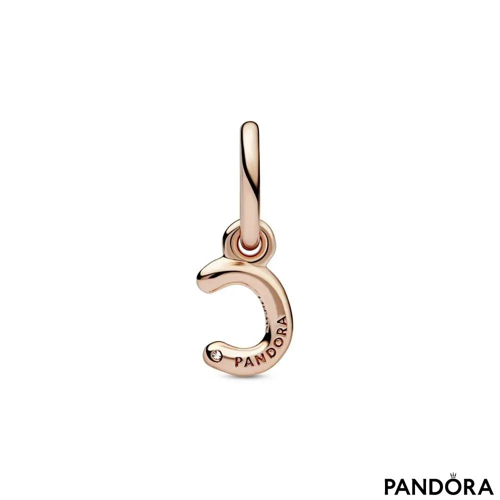 Letter c 14k rose gold-plated dangle with clear cubic zirconia 