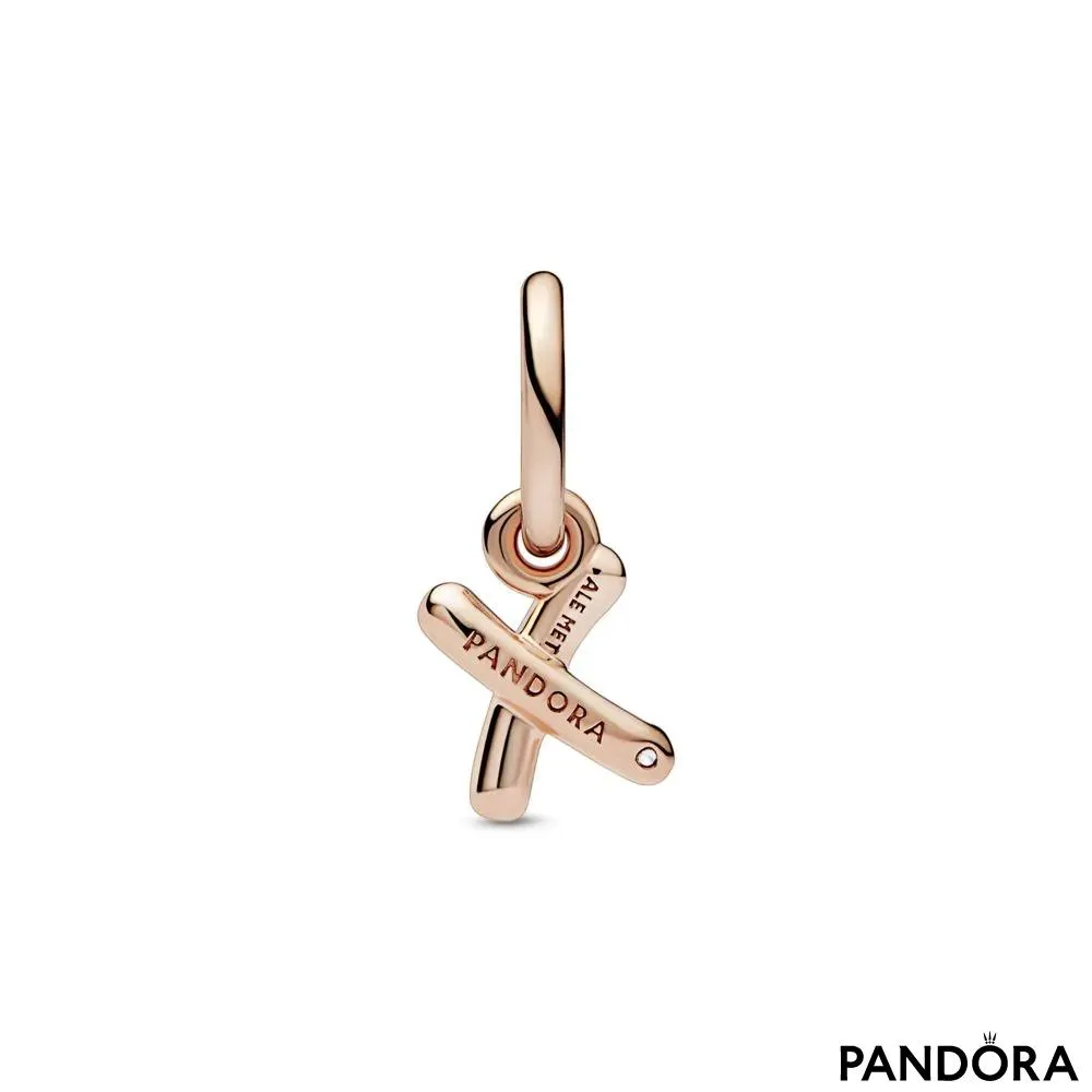 Letter x 14k rose gold-plated dangle with clear cubic zirconia 