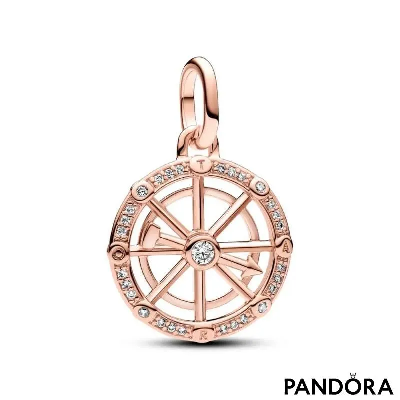 Obesek v obliki medaljona z motivom kolesa sreče Pandora ME 