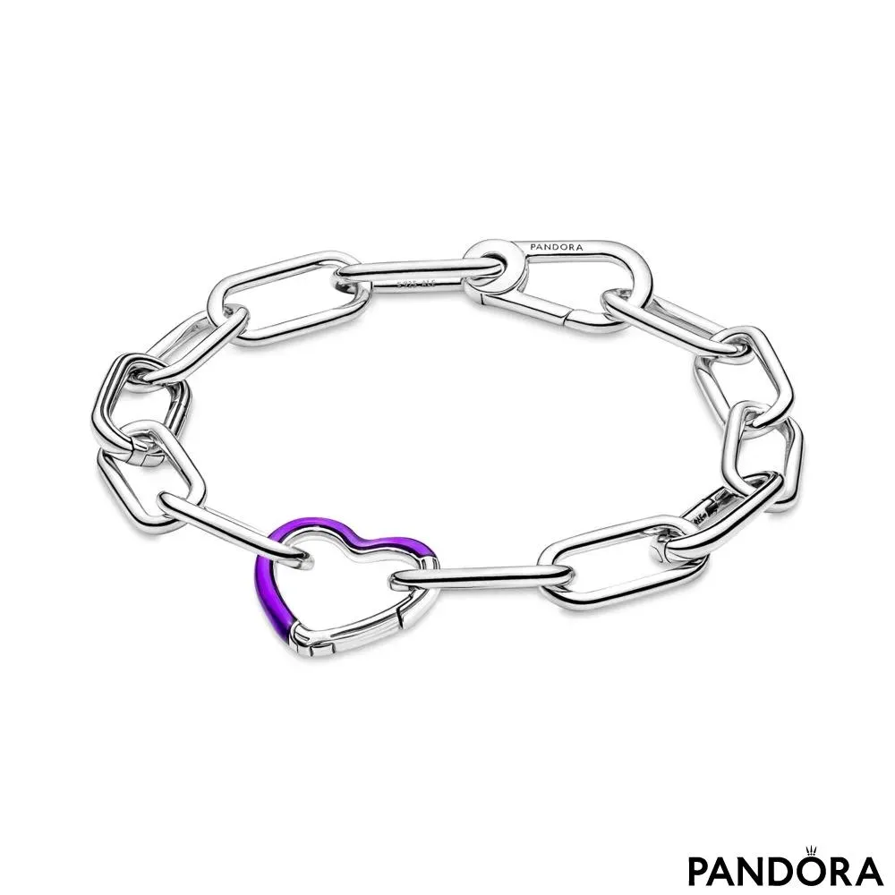 Svetlo vijolični srčasti stilski povezovalnik Pandora ME 
