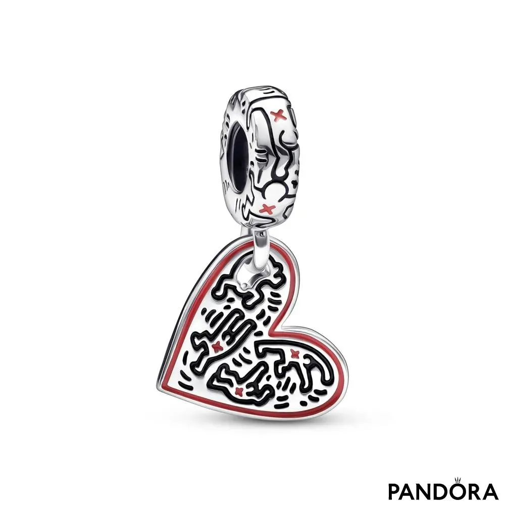 Viseči obesek Keith Haring™ x Pandora z linijskim srčastim motivom 
