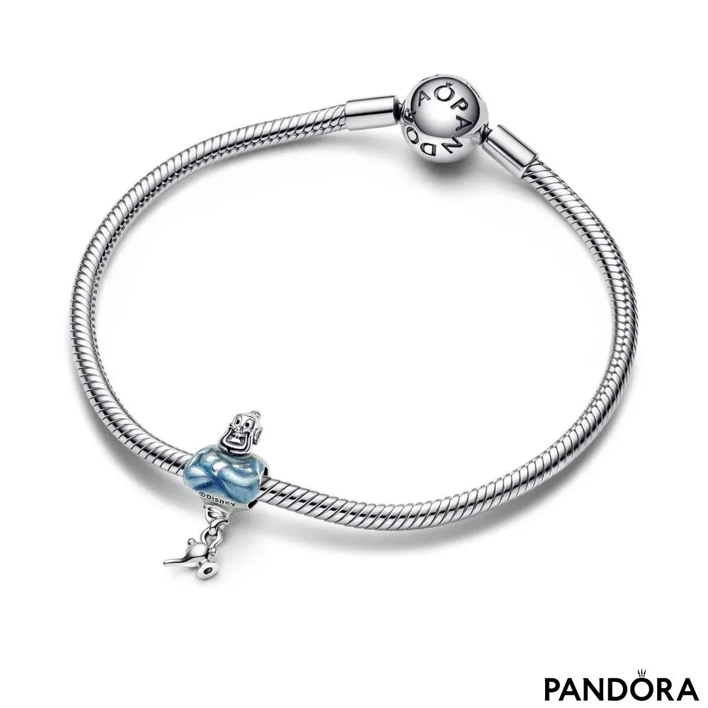 Disney Aladdin Genie sterling silver charm with black, glittery blue and transparent enamel 