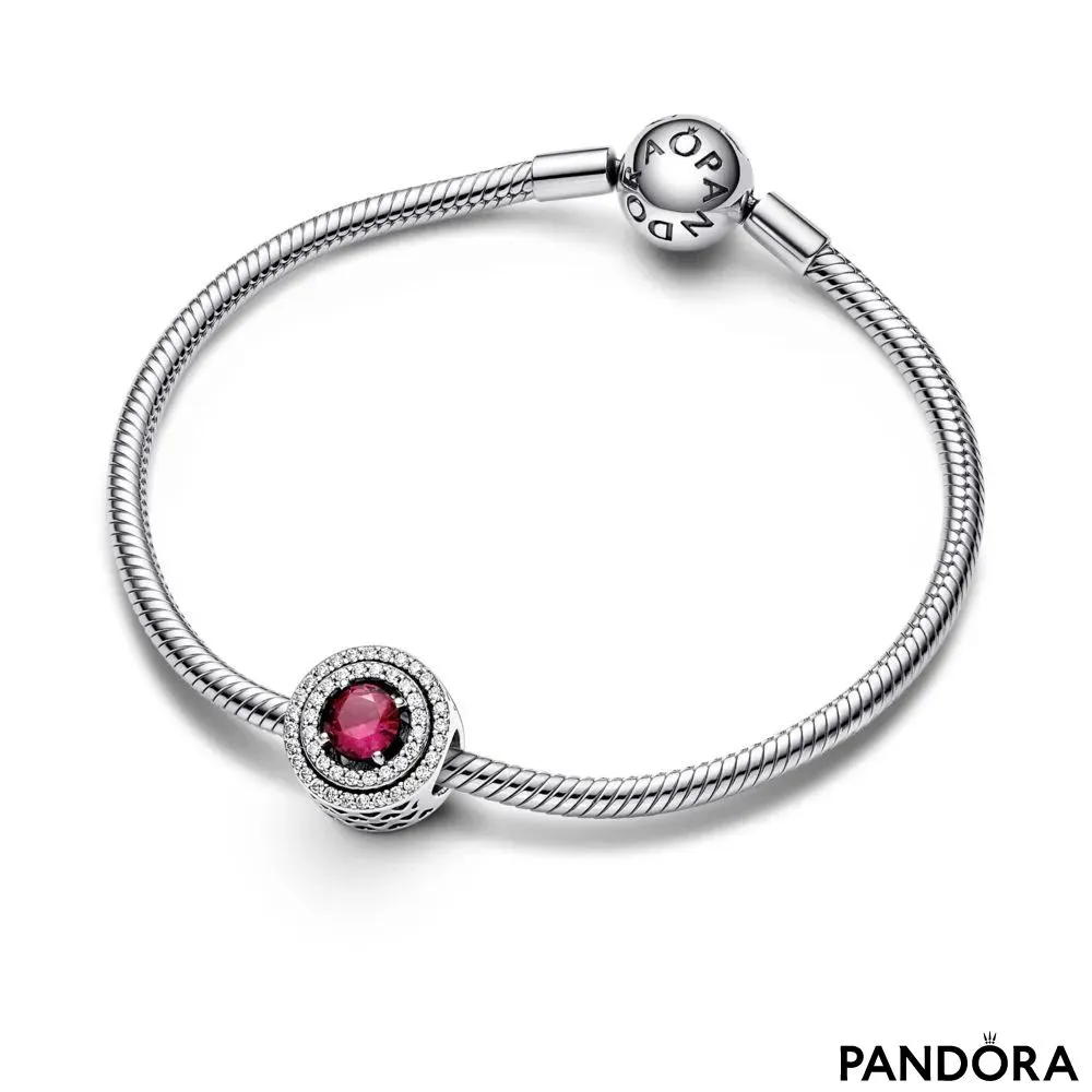 Sterling silver charm with cherries jubilee red crystal and clear cubic zirconia 