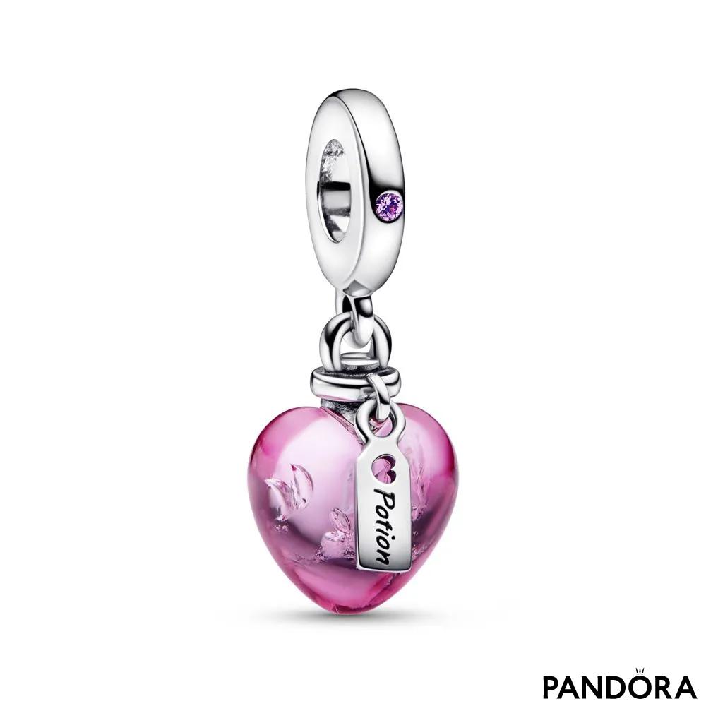 Love potion sterling silver dangle with phlox pink crystal and