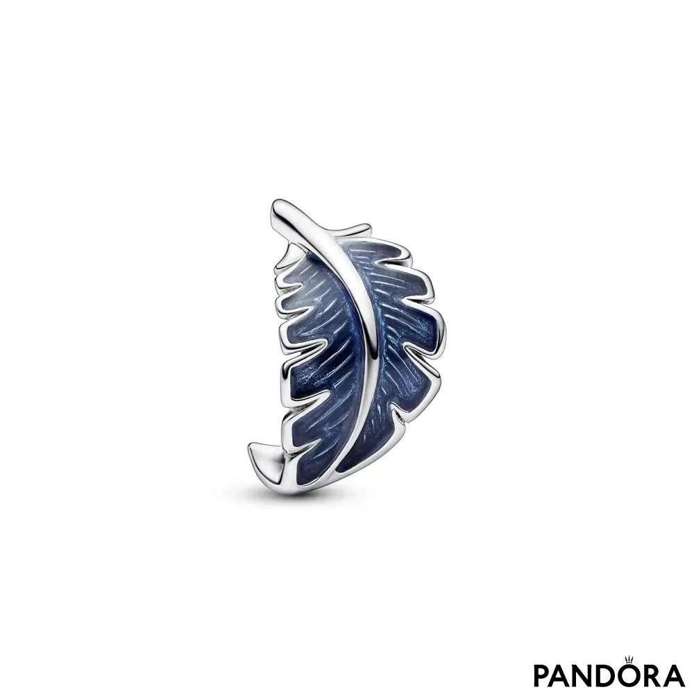 Blue Curved Feather Charm 