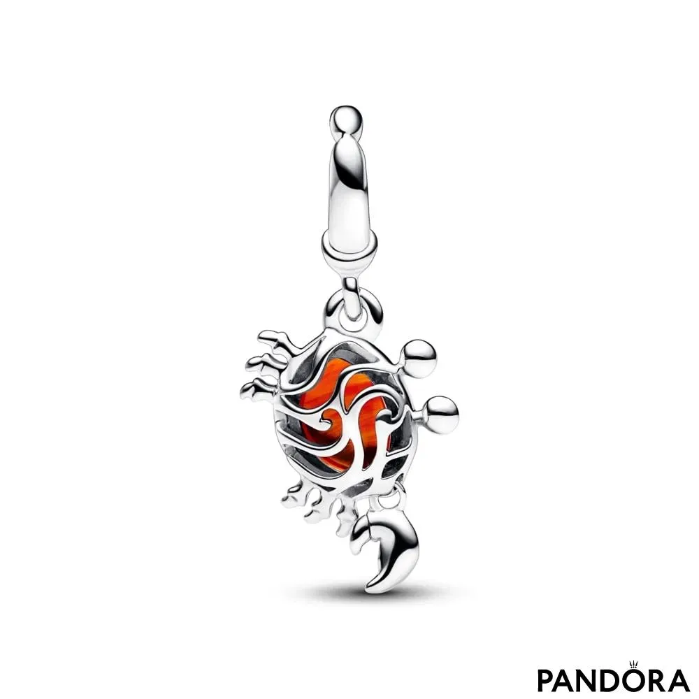 Disney The Little Mermaid crab sterling silver dangle with orange Murano glass 