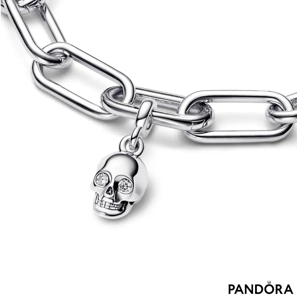 Skull sterling silver mini dangle with clear cubic zirconia 
