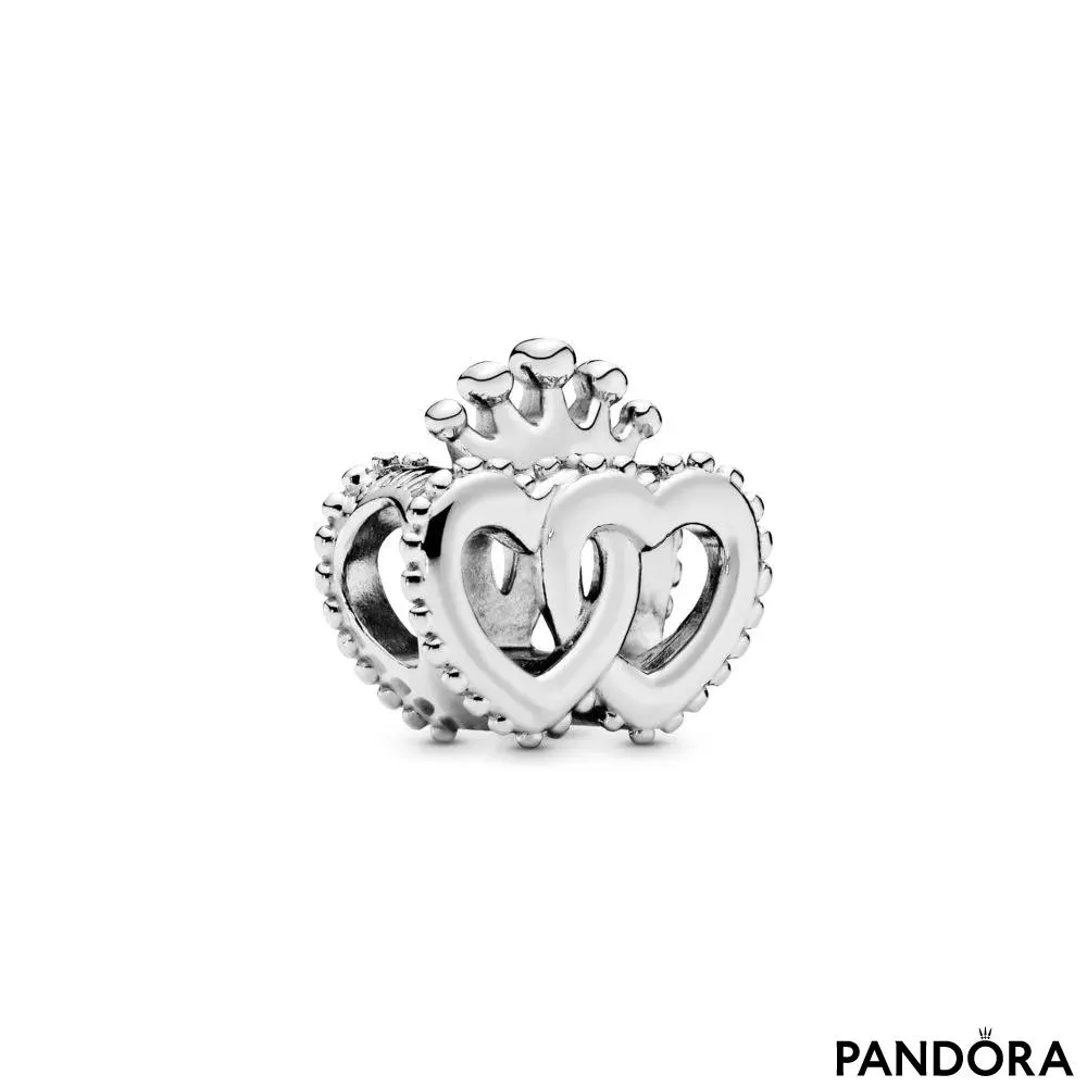 Crown and Interwined Hearts Charm 