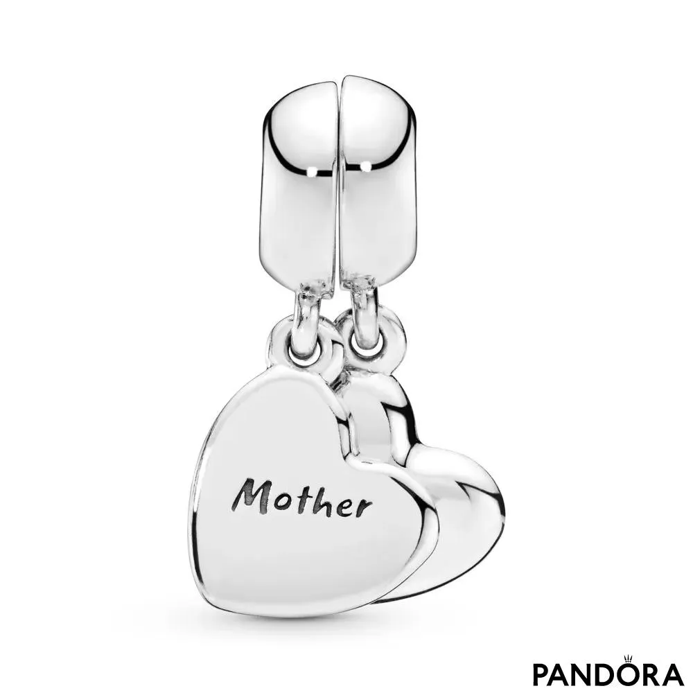 Mother & Son Heart Split Dangle Charm 