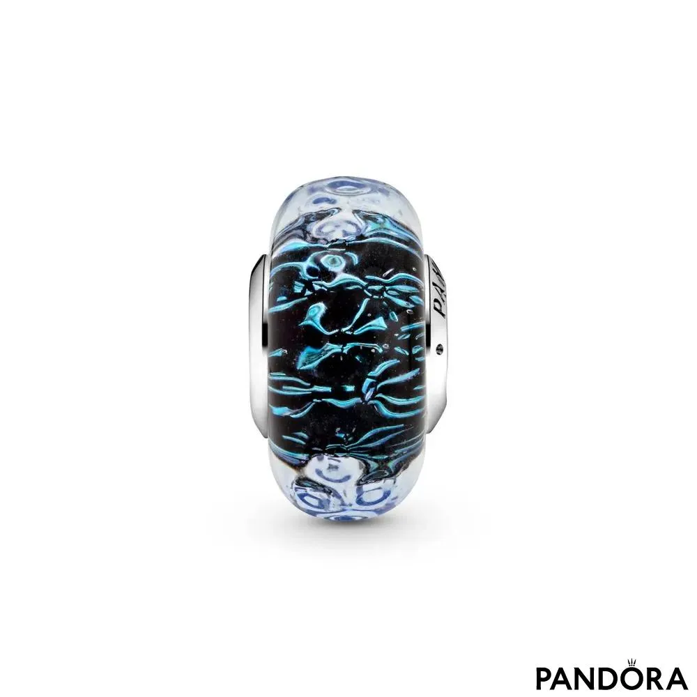 Wavy Dark Blue Murano Glass Ocean Charm 