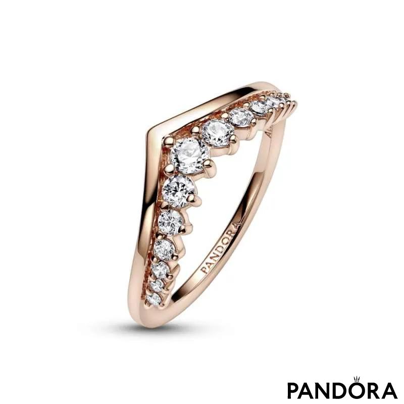 Lebdeči prstan Pandora Timeless v obliki prsne kosti s pavé 