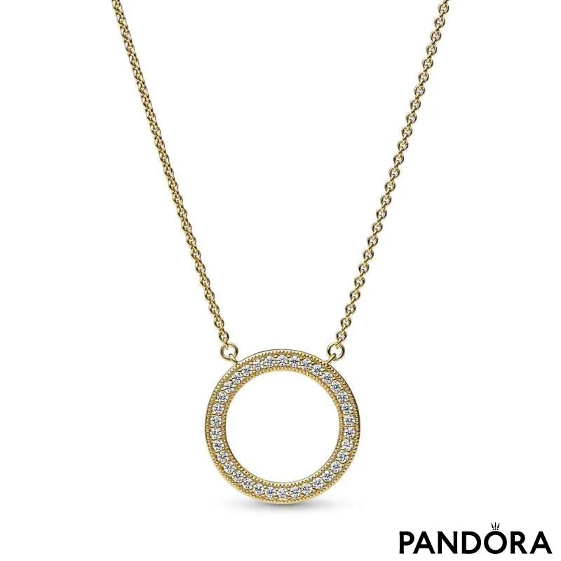 Ogrlica Pandora Signature z obeskom v obliki srca v slogu pavé 