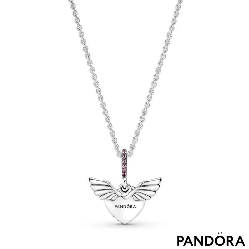 Ogrlica s srčkom v stilu pavé in angelskimi krili 