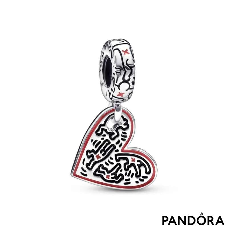 Viseči obesek Keith Haring™ x Pandora z linijskim srčastim motivom 