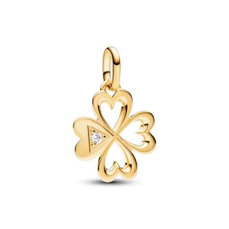 Medaljon z motivom srca in štiriperesne deteljice Pandora ME