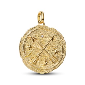 Večji obesek v obliki medaljona z motivom prekrižanih puščic