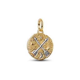 Obesek v obliki medaljona z motivom prekrižanih puščic